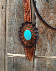 Light Oil V Brow Turquoise Cabochons Browband & Breastcollar Tack Set 