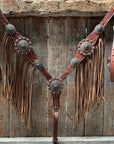 Medium Oil V Brow Oval Turquoise Browband & Breastcollar Tack Set 