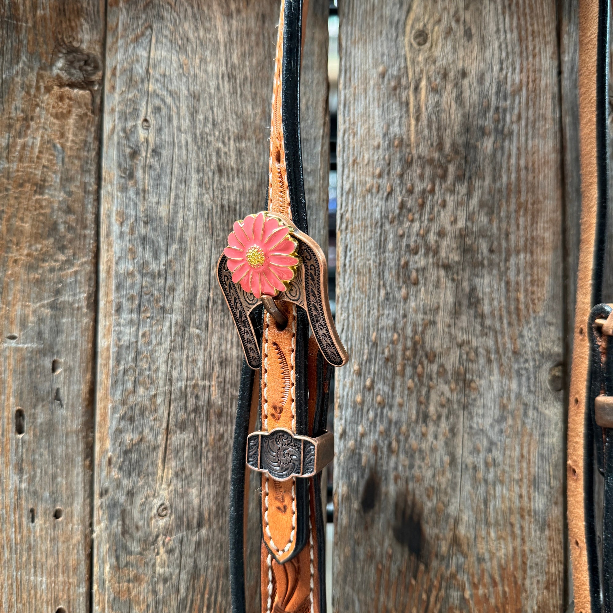 Light Oil V Brow Pink Flower Browband &amp; Breastcollar Tack Set 