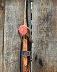 Light Oil V Brow Pink Flower Browband & Breastcollar Tack Set 