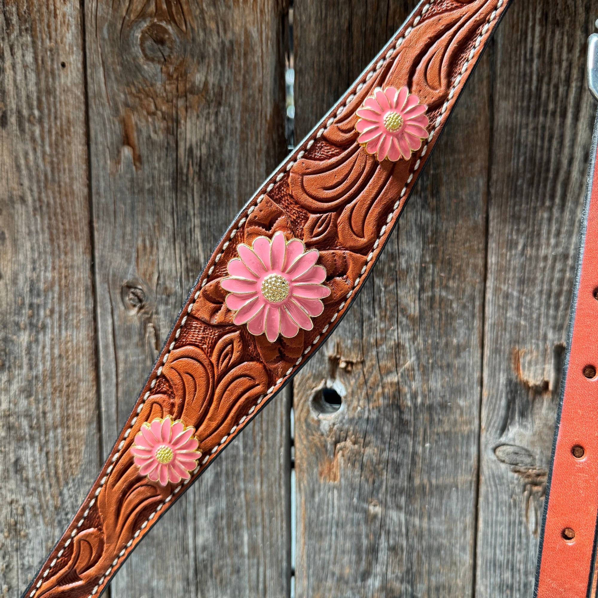 Light Oil V Brow Pink Flower Browband &amp; Breastcollar Tack Set 