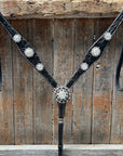 Black Oil V Brow Clear Browband & Breastcollar Tack Set 
