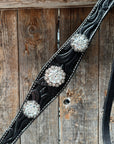 Black Oil V Brow Clear Browband & Breastcollar Tack Set 