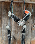 Black Oil V Brow Clear Browband & Breastcollar Tack Set 