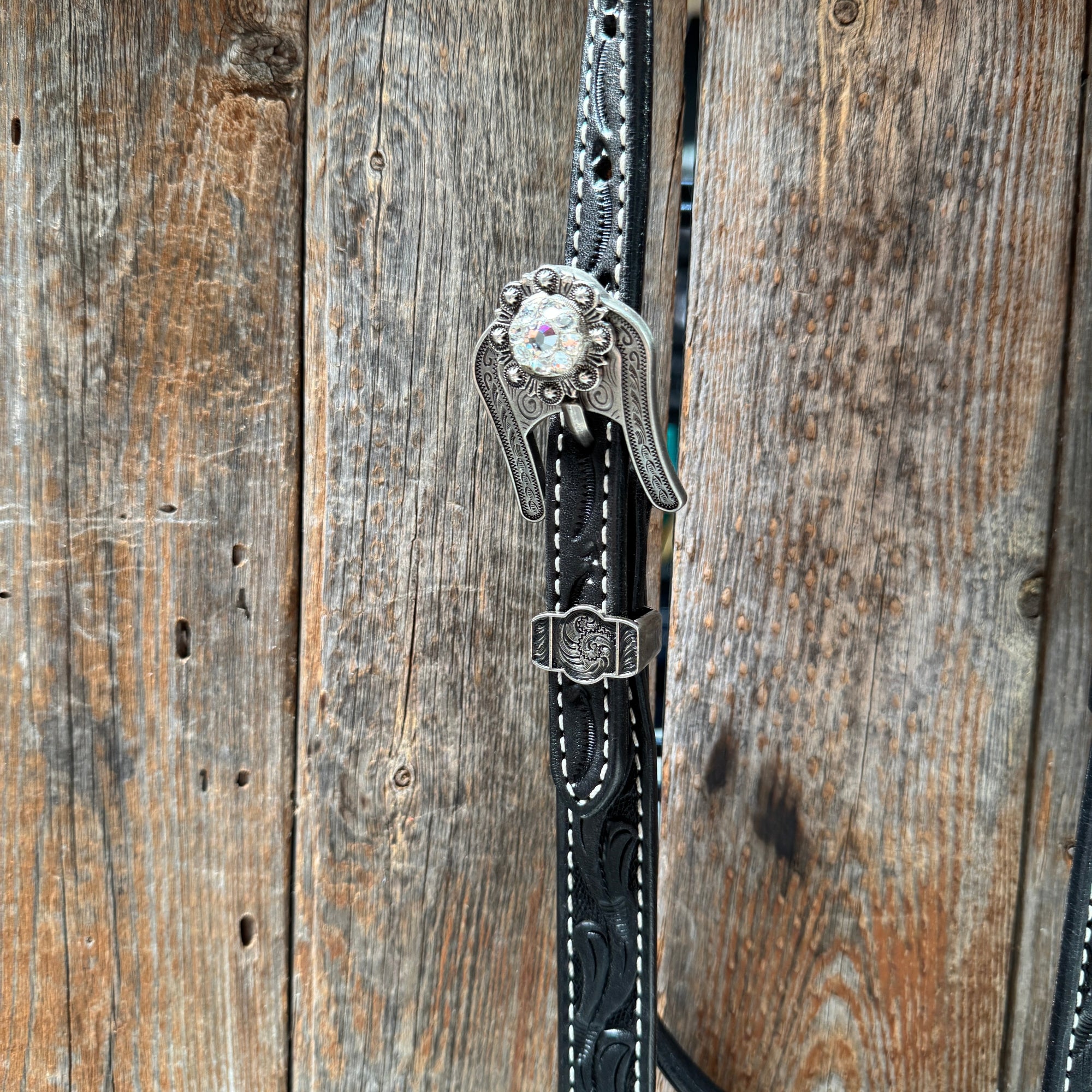 Black Oil V Brow Clear Browband &amp; Breastcollar Tack Set 