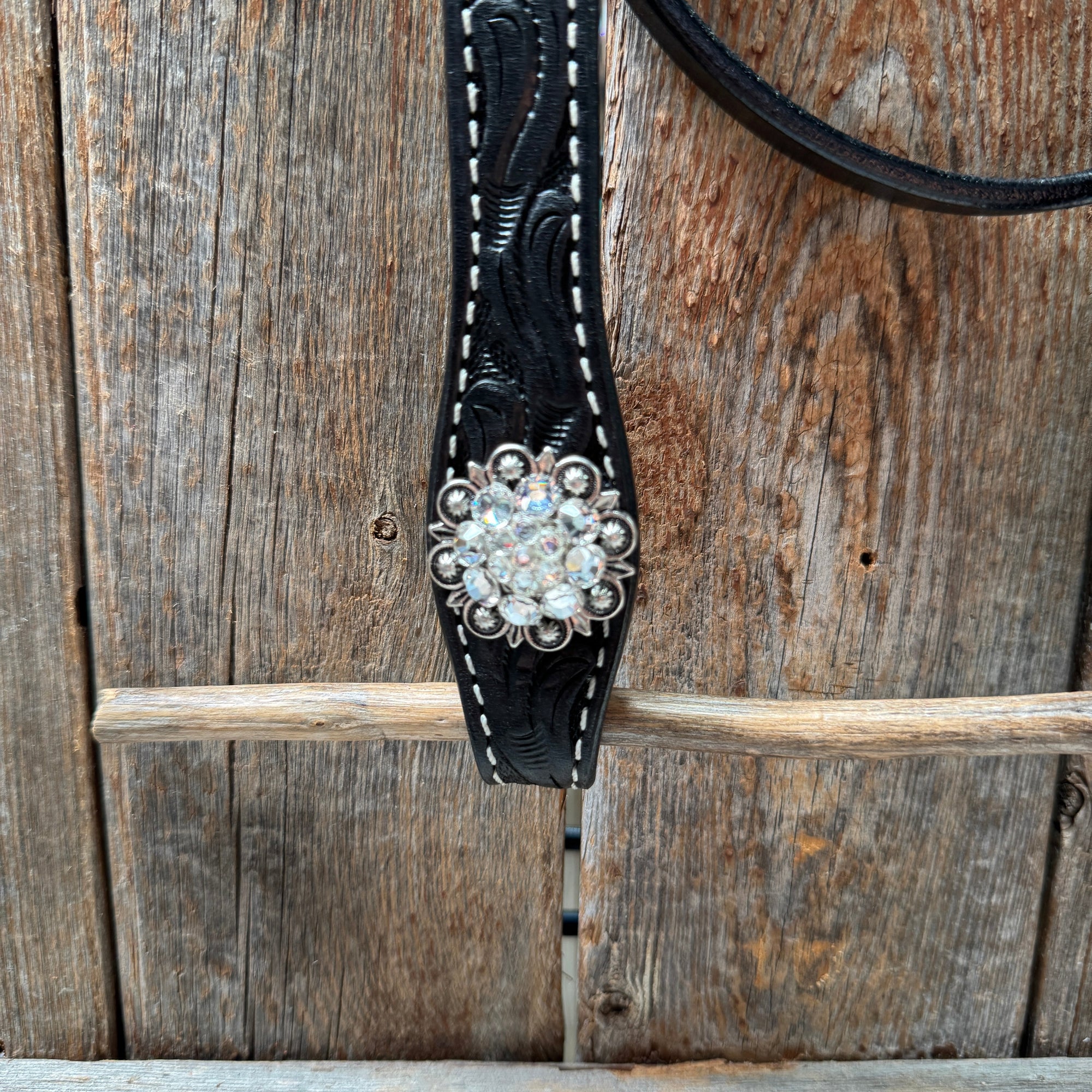 Black Oil V Brow Clear Browband &amp; Breastcollar Tack Set 