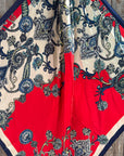 35X35" Red, Navy & Cream Paisley Wild Rag / Scarf WR300