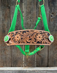 Lime Nylon Horse Halter – Bronc Noseband with Crystal Conchos NH102