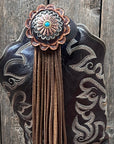 Boot Cuff Jewelry - Copper Flower Turquoise Concho - Fringe