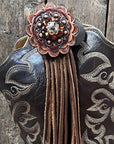 Boot Cuff Jewelry - Jet, Champagne and Topaz Concho - Fringe