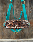 Teal Nylon Horse Halter – Bronc Noseband with Crystal Conchos NH105