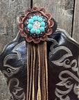 Boot Cuff Jewelry - Copper Fashion Turquoise and Clear Concho - Fringe