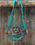 Teal Nylon Horse Halter – Bronc Noseband with Western Conchos NH107