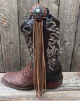 Boot Cuff Jewelry - Copper Turquoise Concho - Fringe