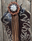 Boot Cuff Jewelry - Copper Clear Concho - Fringe