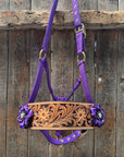 Purple Nylon Horse Halter – Bronc Noseband with Crystal Conchos NH109