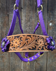 Purple Nylon Horse Halter – Bronc Noseband with Crystal Conchos NH109
