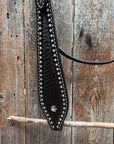 Dark Oil Basketweave with Silver Dots Browband Headstall / Bridle