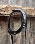 Dark Oil Basketweave with Silver Dots One Ear Headstall / Bridle