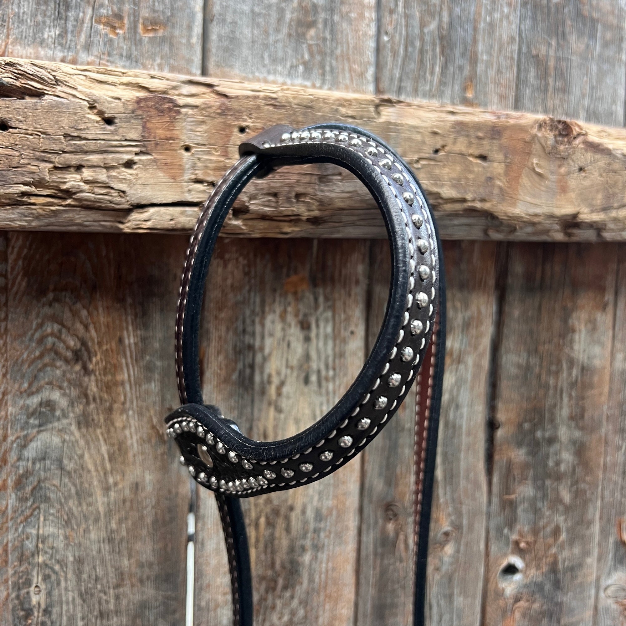 Dark Oil Basketweave with Silver Dots Tack Sets