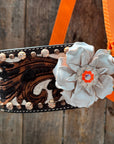 Orange Nylon Horse Halter – Bronc Noseband with Crystal Conchos NH111