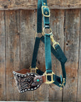 Hunter Green Nylon Horse Halter – Bronc Noseband with Western Conchos NH114