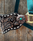 Hunter Green Nylon Horse Halter – Bronc Noseband with Western Conchos NH114
