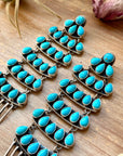 Sterling Silver Kingman Turquoise Dangle Earrings – 5 Inch Statement Design – Native Made by Geraldine James – Navajo Handmade