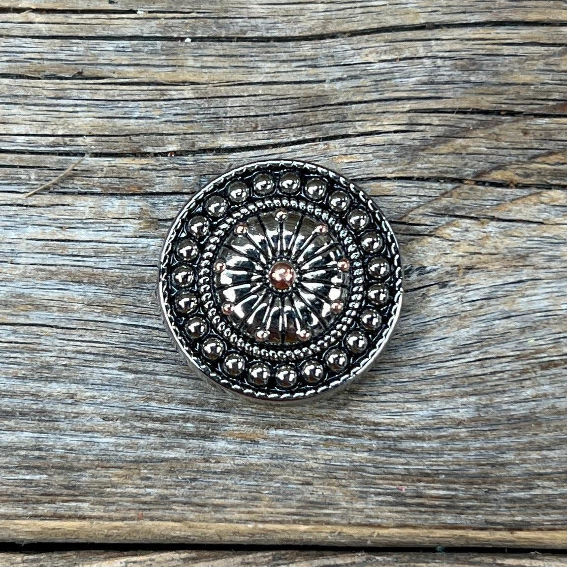 Antique Silver Flower and Dots Concho 1" W230S