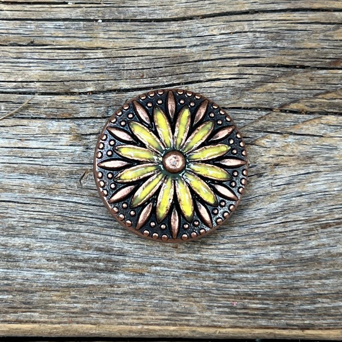 Copper Yellow Daisy Concho 1" W229S
