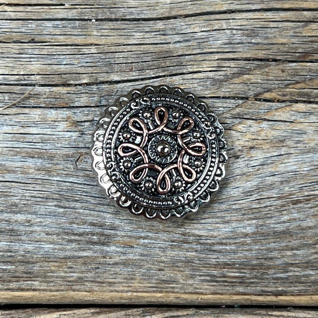 Antique Silver Flower and Loops Concho 1" W235S