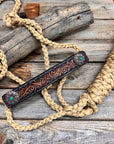 Tan Mule Tape Halter - Copper Turquoise 