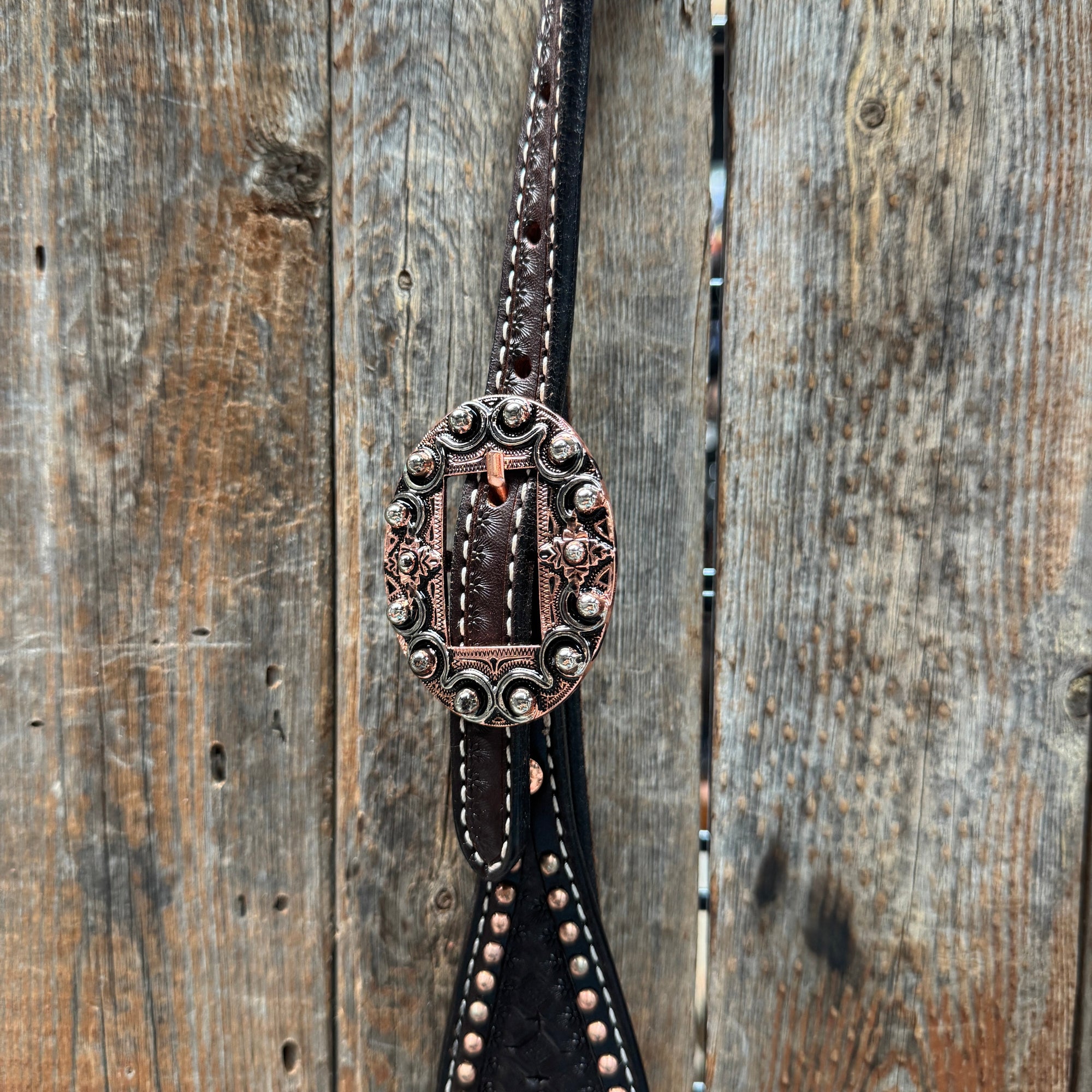 Copper Dot Honeycomb Western Browband / One Ear Tack Set 