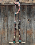 Rawhide Fuchsia, Clear and Emerald One Ear Headstall and Breastcollar Tack Set 