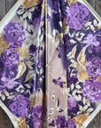 35X35"  Purple and Cream Floral Wild Rag / Scarf WR3434