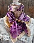 35X35"  Purple and Cream Floral Wild Rag / Scarf WR3434