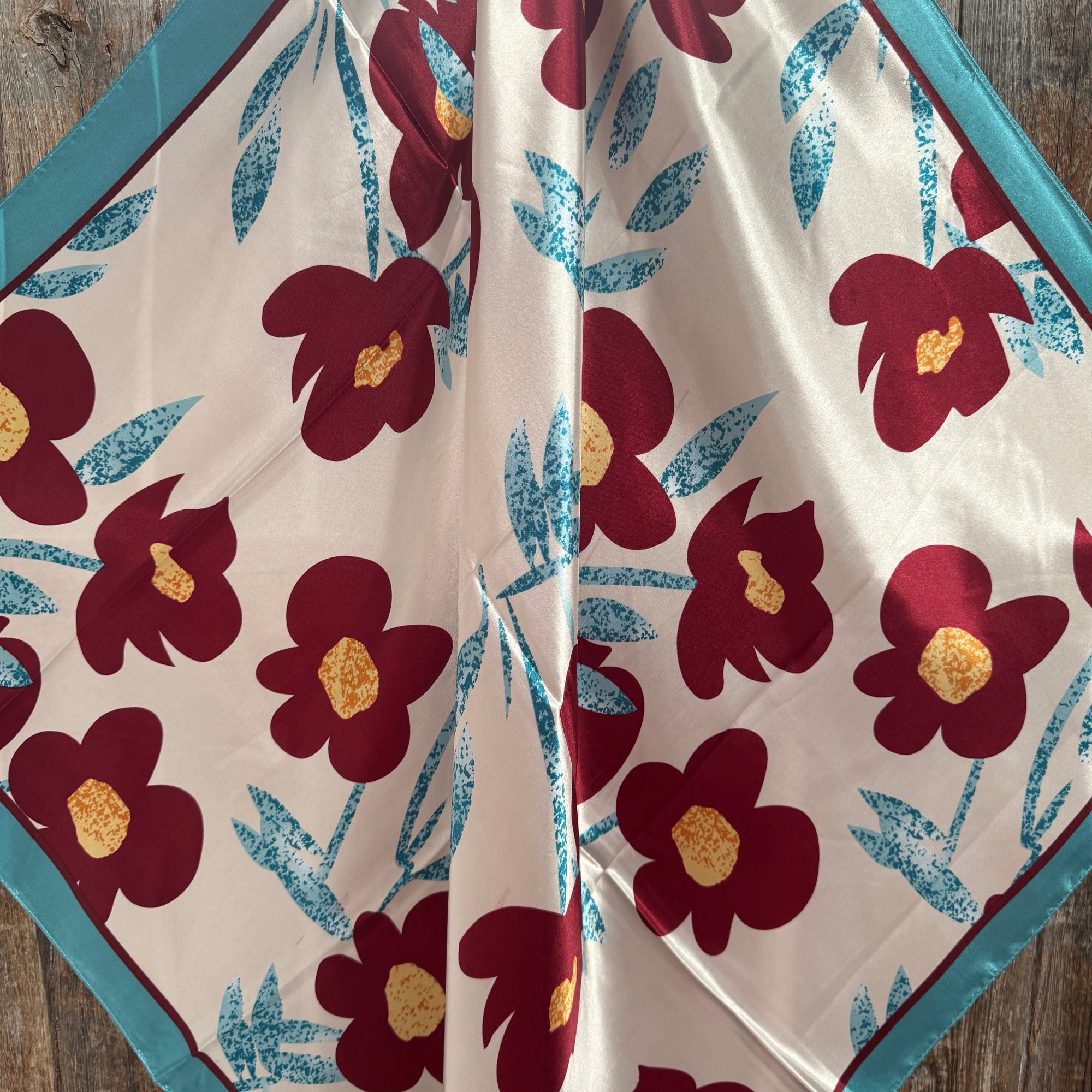 35X35" Burgundy and Cream Wild Rag / Scarf WR3428