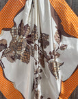 35X35" Orange and Brown Floral  Wild Rag / Scarf WR3303