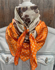 35X35" Orange and Brown Floral  Wild Rag / Scarf WR3303