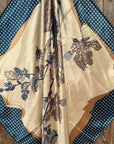 35X35" Tan and Blue Floral Wild Rag / Scarf WR3302