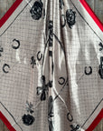 35X35" Cream / Red Four Leaf Clover Wild Rag / Scarf WR323