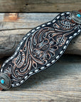 Dark Oil Buckstitch Bronc Noseband With Oval Turquoise Conchos