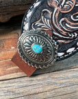 Dark Oil Buckstitch Bronc Noseband With Oval Turquoise Conchos