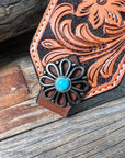 Light Oil Floral Bronc Noseband With Antique Silver Flower Conchos