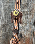 Silver Buckstitch and Yellow Daisy Browband/One Ear and Breastcollar Tack Set 