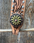 Silver Buckstitch and Yellow Daisy Browband/One Ear and Breastcollar Tack Set 
