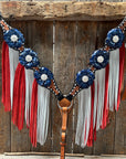 Classic Red, White and Blue Browband/One Ear Tack Set  