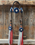Classic Red, White and Blue Browband/One Ear Tack Set  