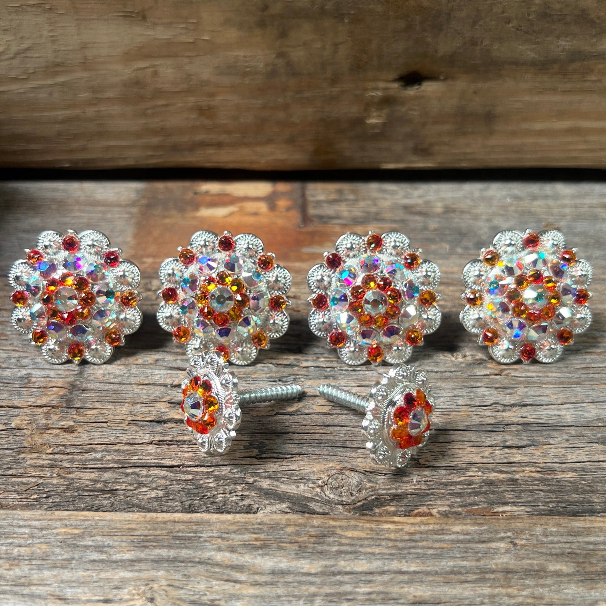Bright Silver Fire Opal &amp; AB Saddle Conchos