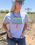GRAY- Neon Boot Stitch Tee